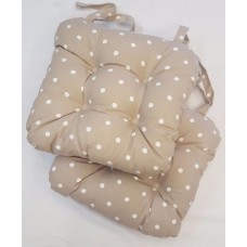 POLKA DOTS BEIGE TAUPE  MOCHA SPOTTY PADDED CHUNKY SEAT PAD £8.99 EACH WITH TIES   222411888898